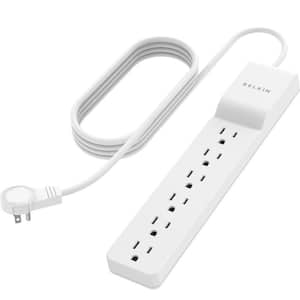 8 ft. L 6-Outlet Power Strip Surge Protector with Extension Cord and 720 Joulse in White