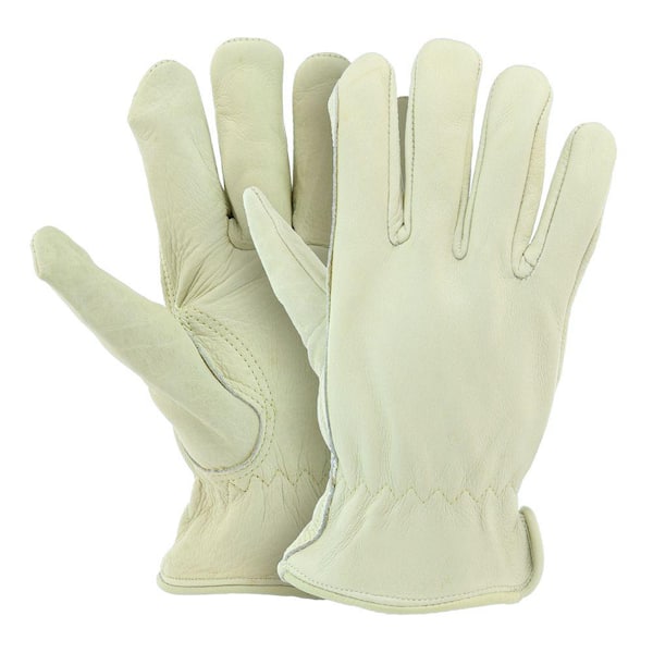 Large Grain Cowhide Water Resistant Leather Work Glove 2-Pack