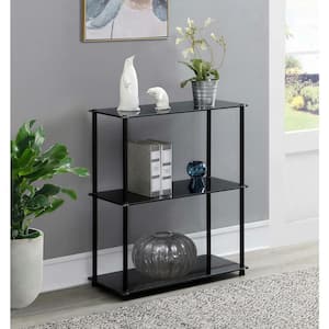 Designs2Go 26.5 in. Black Glass 3 Shelf Accent Bookcase