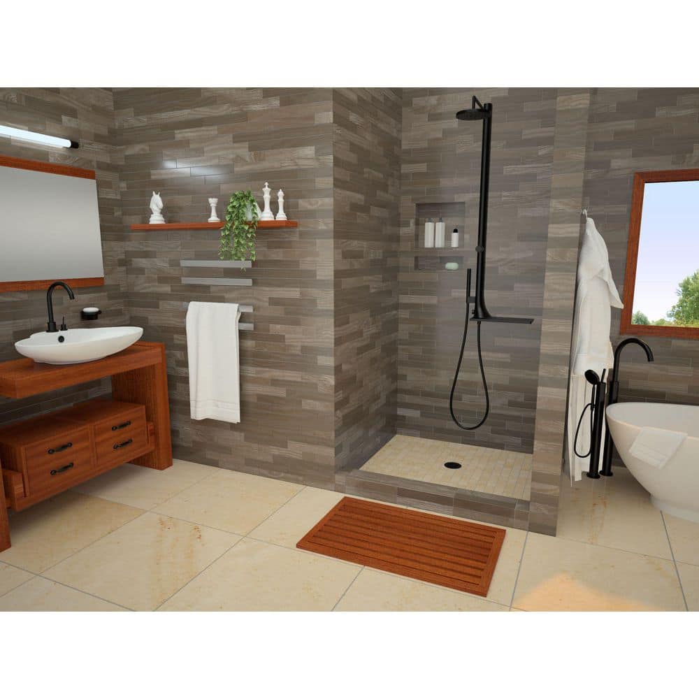 36" x 36" Matte Black Shower Base with Center Drain