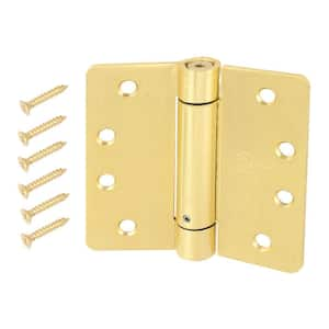 4 in. x 1/4 in. Radius Satin Brass Adjustable Spring Door Hinge