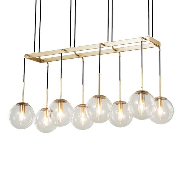 EDISLIVE Shellman 8-Light Brass Mordern Chandelier Globe Clear Glass Kitchen Island Pendant