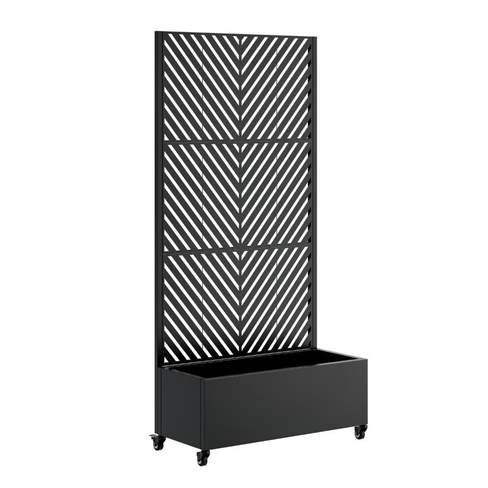 Avex Black Metal Rectangular Raised Planter Boxes with Drainage Holes & Lockable Wheels & Privacy Screen price history on PriceWatchPro
