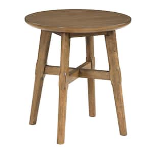 Oslo 22 in. Brown Wood Round End Table