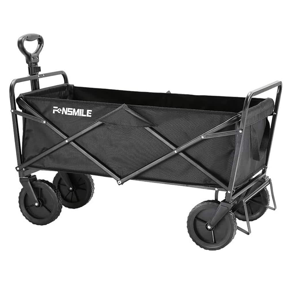 4.9 cu. ft. Fabric PVC Garden Cart, 2-Fold Collapsible Wagon Cart with Meta