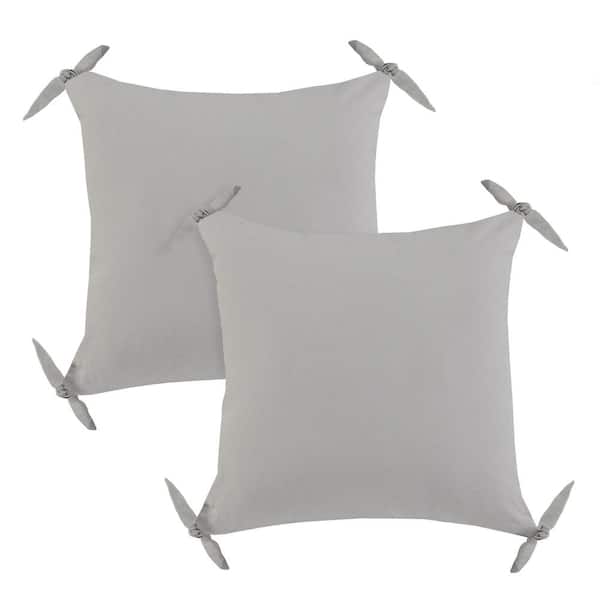 Unbranded Marty Gray Solid Color Tasseled 20 in. x 20 in. Indoor Throw Pillow Set of 2