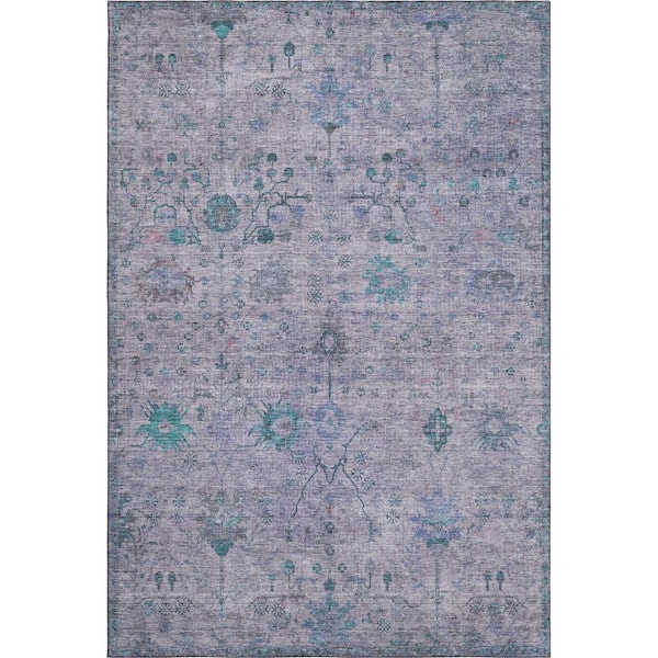 Mayfield Premium Machine Washable Abstract AMF1972 Lavender 8 ft. x 10 ft. Area Rug