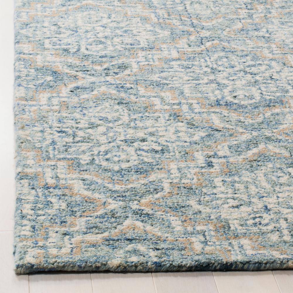 Handmade Abstract Tufted Blue Wool Square Rug - 4' x 4'