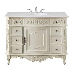 Winslow 45 in. W x 22 in. D Bath Vanity in Antique White with Vanity Top in White Marble with White Basin