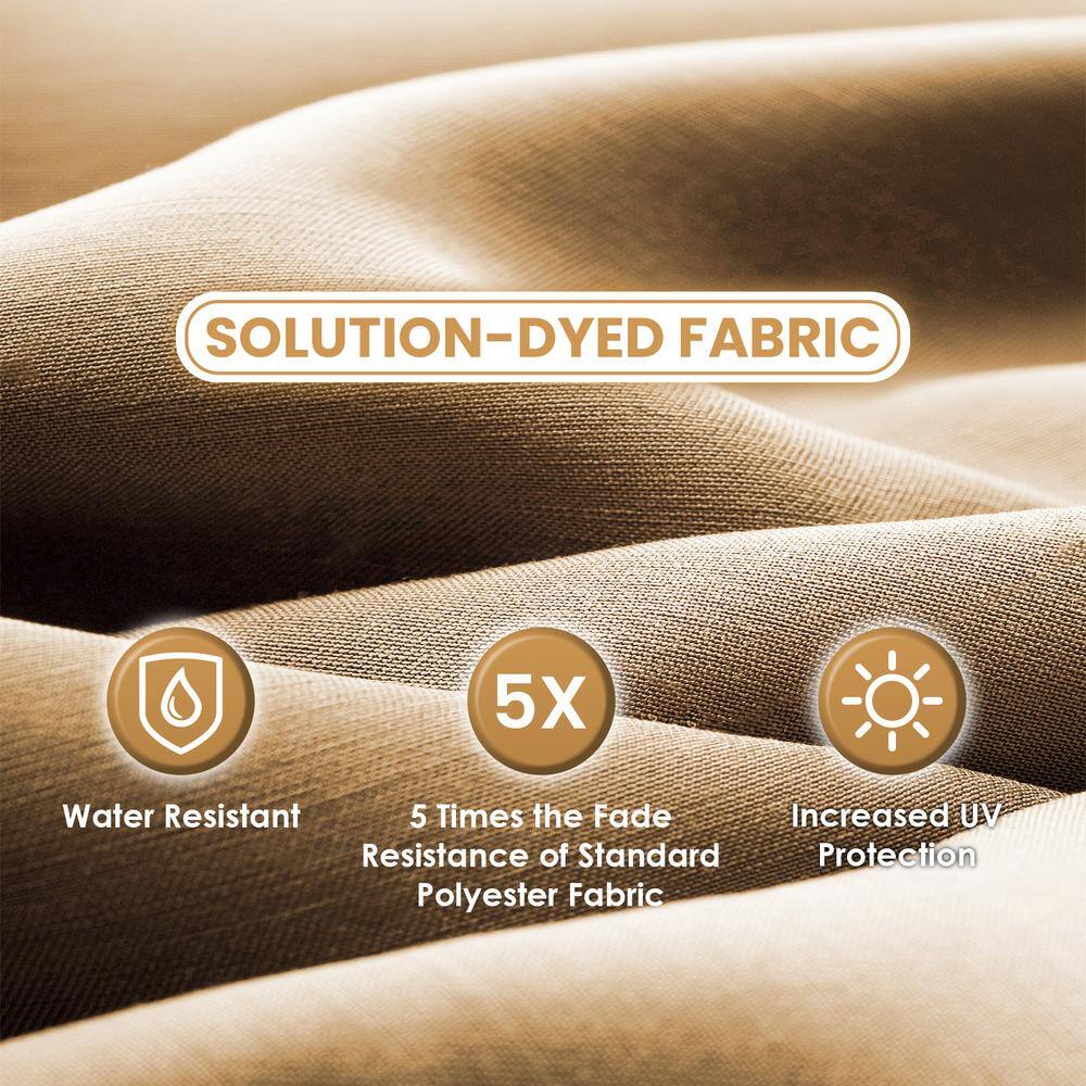 Nude Rectangular Steel Outdoor Umbrella with Solar LED Lights