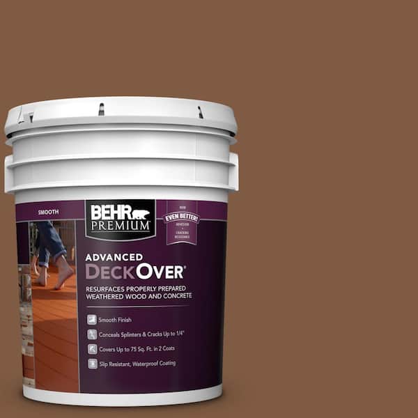 Behr Premium Advanced Deckover 5 Gal Sc 110 Chestnut Smooth Solid Color Exterior Wood And Concrete Coating 500005 - Exterior Deck Paint Colors