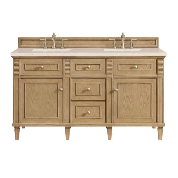 James Martin Vanities Lorelai 60.0 in. W x 23.5 in. D x 34.06 in. H Double Bathroom Vanity in Light Natural Oak with Eternal Marfil Top