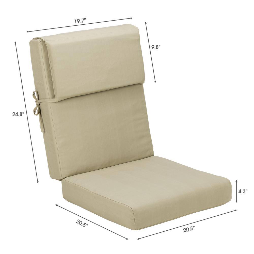 Set of 4 Beige Foam Rectangular High Back Chair Cushions