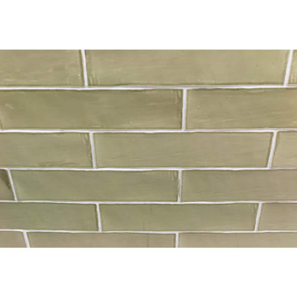 Messi 3" x 12" Polished Green Ceramic Subway Wall Tile