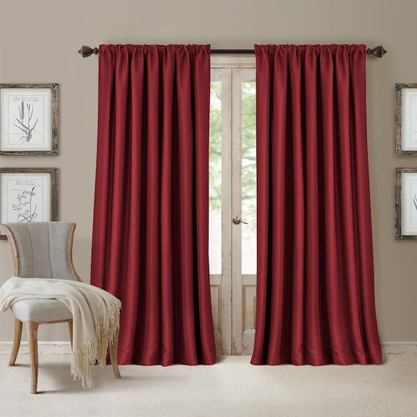 Rod Pocket Home Window Treatment Drape Burgundy Velvet 72 in Curtain Long Panel 