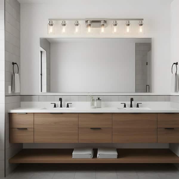 51.2 in. 8-Light Chrome Bathroom Vanity Light with Classic Glass Shades