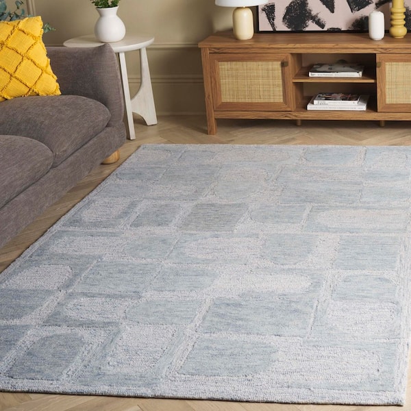 Harvest 9 ft. x 12 ft. Blue/Gray Geometric High-Low Area Rug