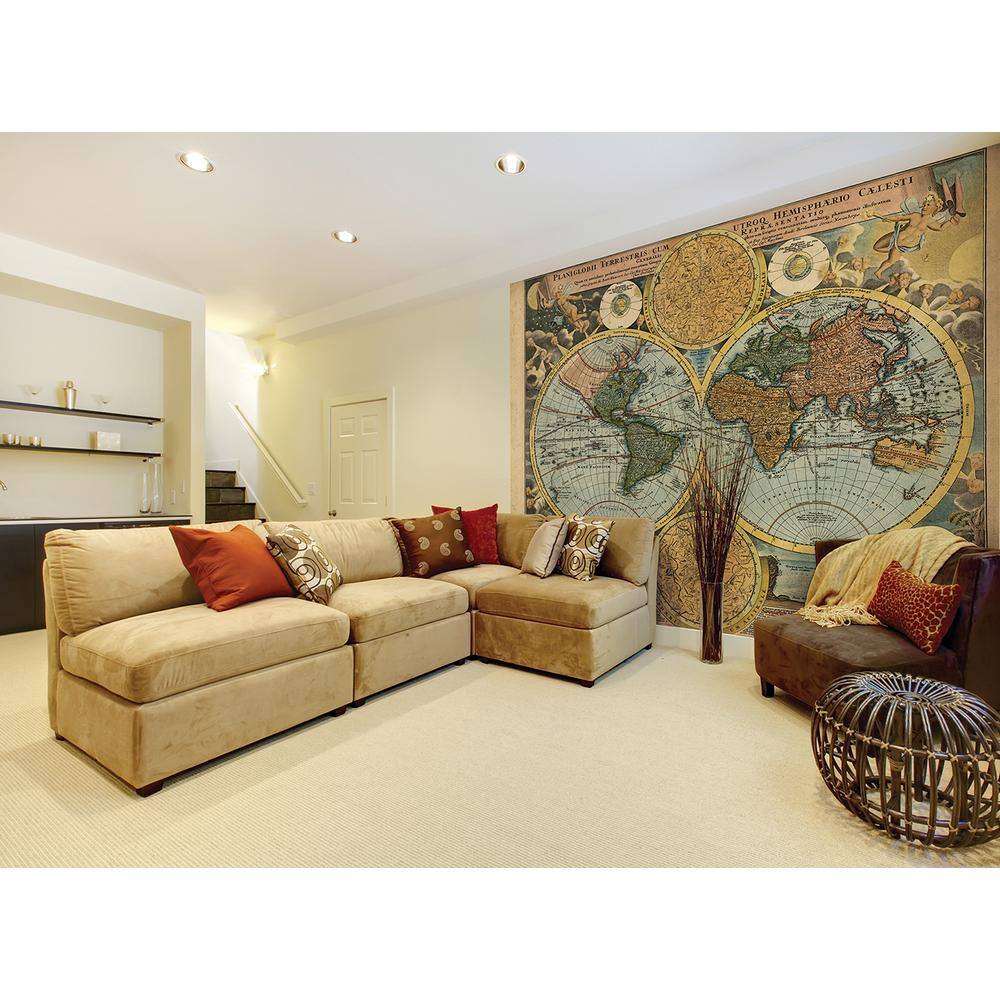 Brewster 118 in. x 98 in. Traveler's Globe Wall Mural WALS0043 The