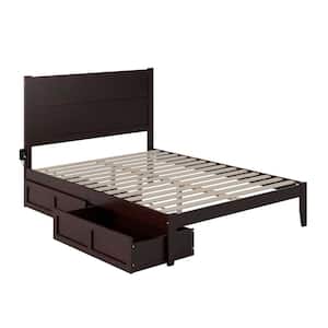 NoHo Espresso Queen Solid Wood Storage Platform Bed with 2-Drawers