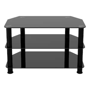 SDC800BB-A TV Stand for TVs UP TO 42-inch, Black Glass, Black Legs