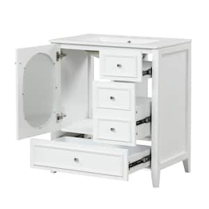 30 in. W x 18.3 in. D x 33.9 in. H Single Sink Freestanding Bath Vanity in White with White Ceramic Top