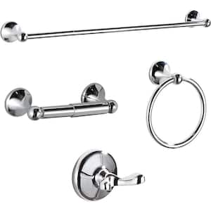 24 in. Wall Mounted, Towel Bar in Chrome, 4-Piece