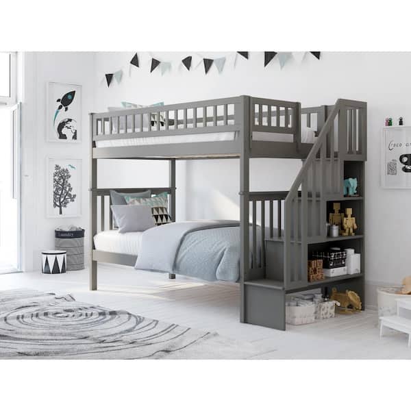 Afi Woodland Staircase Bunk Bed Twin, Diy Twin Bed With Cube Storage Canada