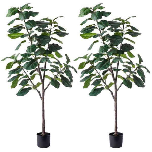 FOREVER LEAF 72 in. Faux Fiddle Leaf Artificial Fig Tree with 4