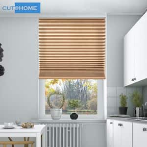 Cut at Home Adjustable Width Pleated Shade 1.5 in. pleat Fawn Cordless Light Filtering Fabric 30 in. W x 64 in. L
