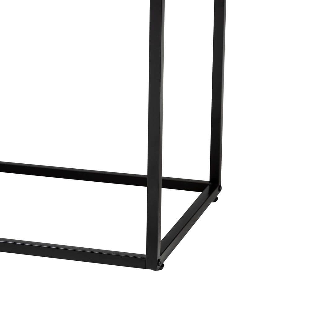 Amelia 42.9" Natural Brown Wood and Black Metal Rattan Sideboard
