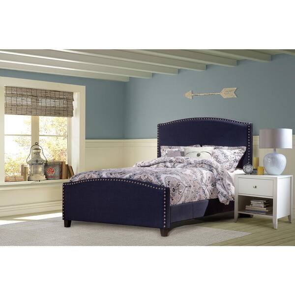 Hilale Furniture Kerstein Blue Navy, Upholstered Queen Bed Headboard And Footboard