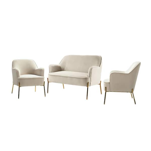 JAYDEN CREATION Alita 3-Piece Tan Living Room Set