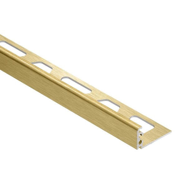 Jolly Brushed Brass Anodized Aluminum. 5 in. x 98.5 in. Metal L-Angle Tile Edge Trim