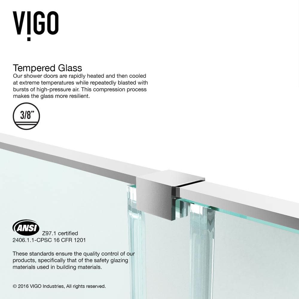 Ryland 60" Frameless Chrome Sliding Shower Door with Clear Glass