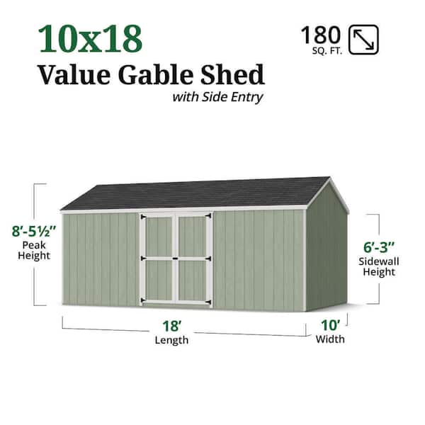 Little Cottage Co. Value Gable 10 ft. x 18 ft. Outdoor Wood