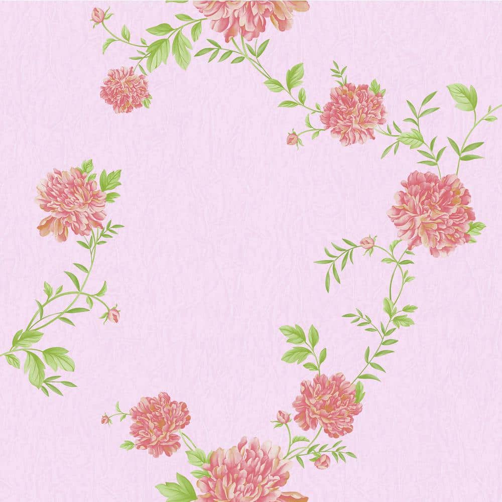 Falkirk Ophia Peonies Pink Vinyl Peelable Roll (Covers 57 sq. ft.)