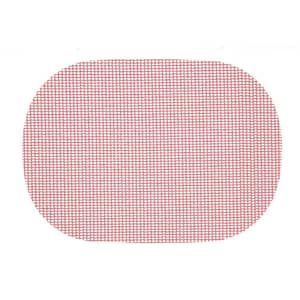 Fishnet 17 in. x 12 in. Orchid PVC Covered Jute Oval Placemat (Set of 6)