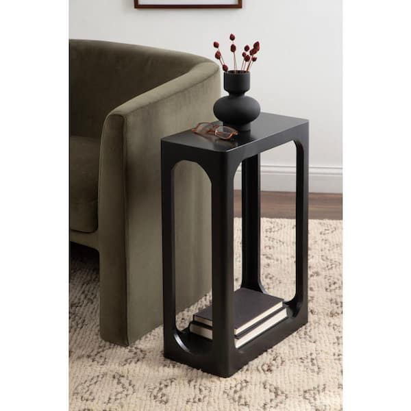 Dahl 16 in. Black Rectangle Solid Wood End Table