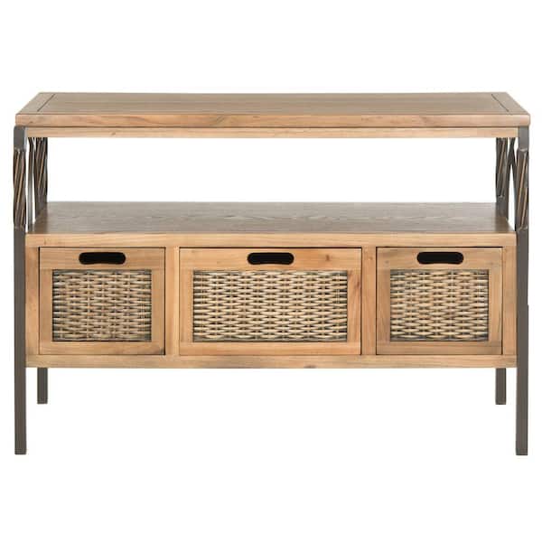 SAFAVIEH Joshua 36 in. 3-Drawer Brown Wood Console Table