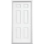 36 in. x 80 in. Lifeproof 6-Panel Left Hand Inswing Primed White Steel Prehung Front Exterior Door with Brickmold