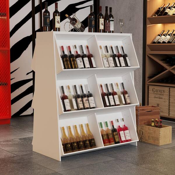 FUFU&GAGA 39.4 in. W Wood Wine Rack, 12-Display Rack with FUFU&GAGA 39.4 in. W Wood Wine Rack, 12-Display Rack with