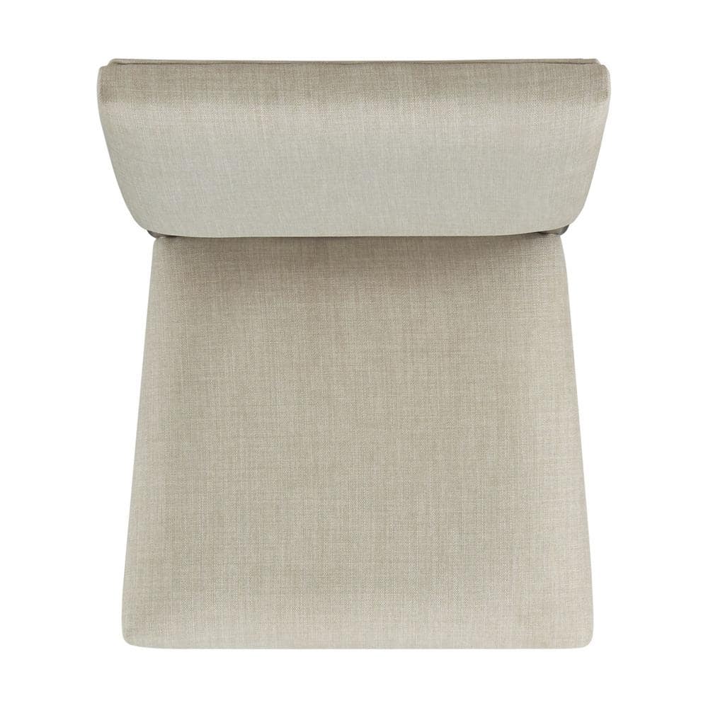 Mara Taupe Upholstered Side Chair with Oak Finish and Nailhead Trim