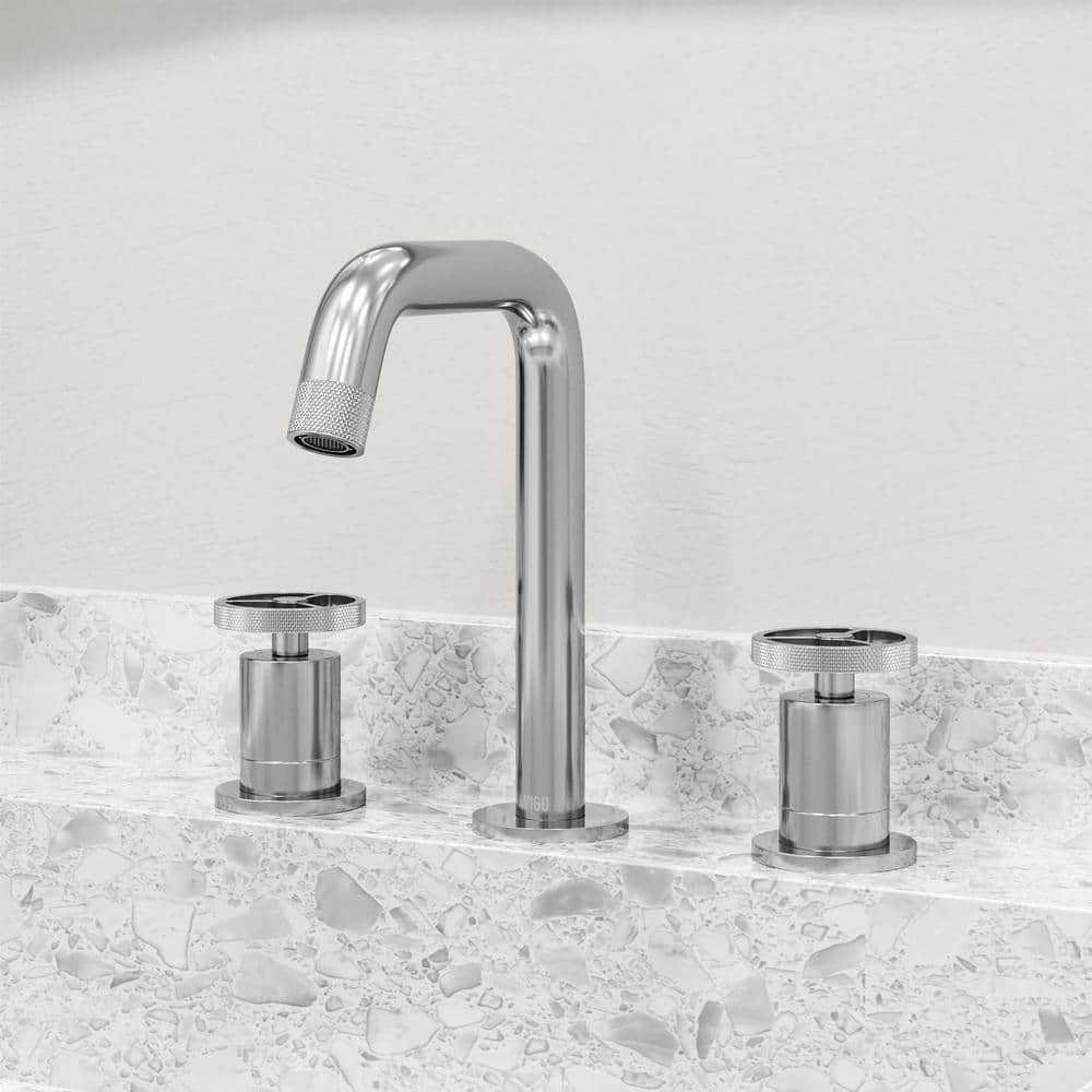 Cass Industrial-Chic Chrome Dual-Wheel Handle Widespread Bathroom Faucet