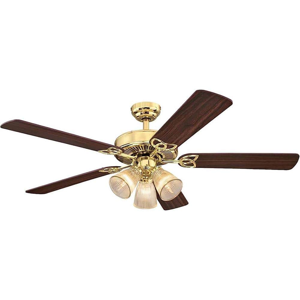 Harbor Breeze Centreville 42-in Antique Brass Indoor Flush Mount Ceiling Fan  with Light (5-Blade) in the Ceiling Fans department at