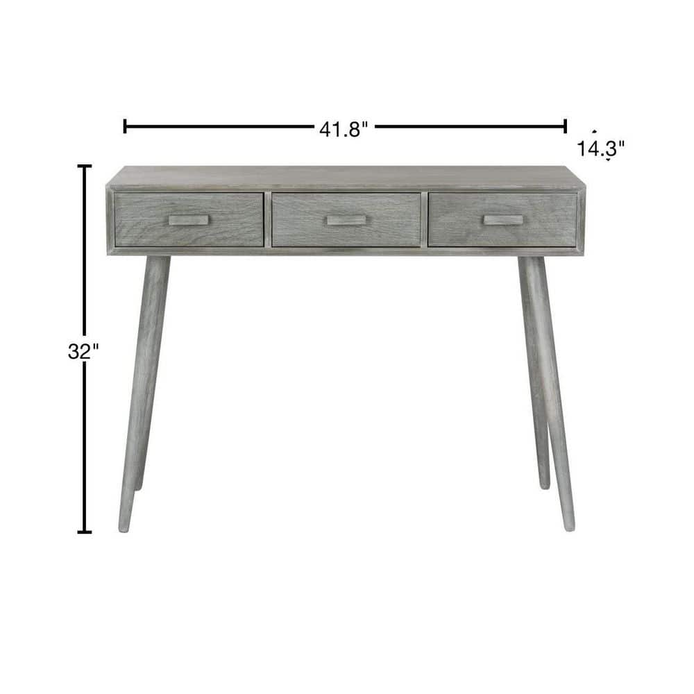 Slate Grey Pine Wood 3-Drawer Console Table