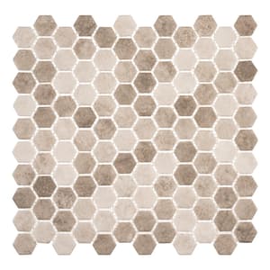 Trillion Krest Light Gray/Gray Glossy 11-1/2 in. x 11-13/16 in. Geometric Glass Mosaic Tile (5.66 sq. ft./Case)