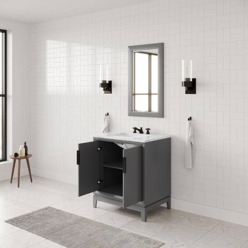 Elizabeth 30" Cashmere Grey Single Bathroom Vanity with Carrara Marble Top