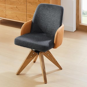 Arthur Gray Fabric Mid-Century Swivel Office Accent Arm Chair with Wood Legs