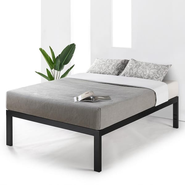 best price mattress Just Mallet 18 in. Black Full Heavy Duty Metal Platform Bed with Wooden Slats