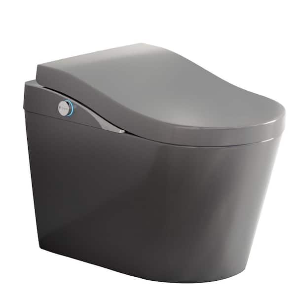 BW Contemporary Elongated Bidet Toilet 1.28 GPF in Matte Grey with Auto Flush, Auto Open/Close, Heated Seat